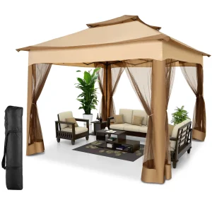 11x11 Pop Up Gazebo One-Push Canopy Tent with Mosquito Netting