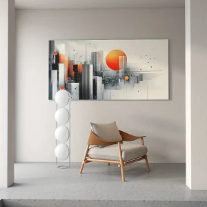 Modern abstract canvas art, pine frame