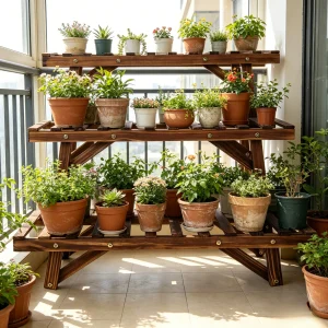 3 Tier Ladder Shelf Wood Plant Stand