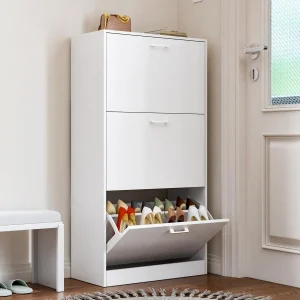 Shoe Cabinet with 2 or 3 Flip Drawers