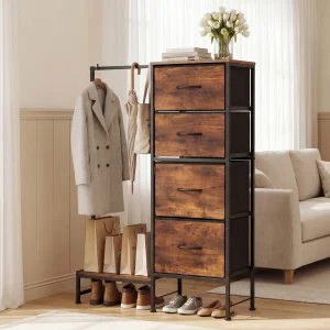 JHK 4-in-1 Fabric Dresser with Hanging Rack