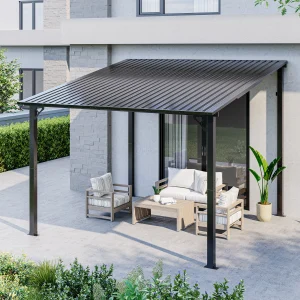 10x10FT Lean to Gazebo with Galvanized Steel Roof
