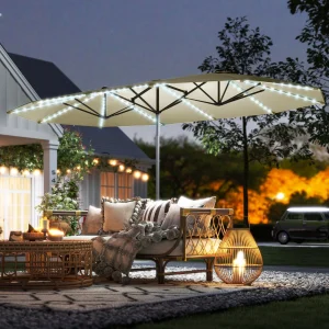 15ft Patio Umbrella Solar Lights